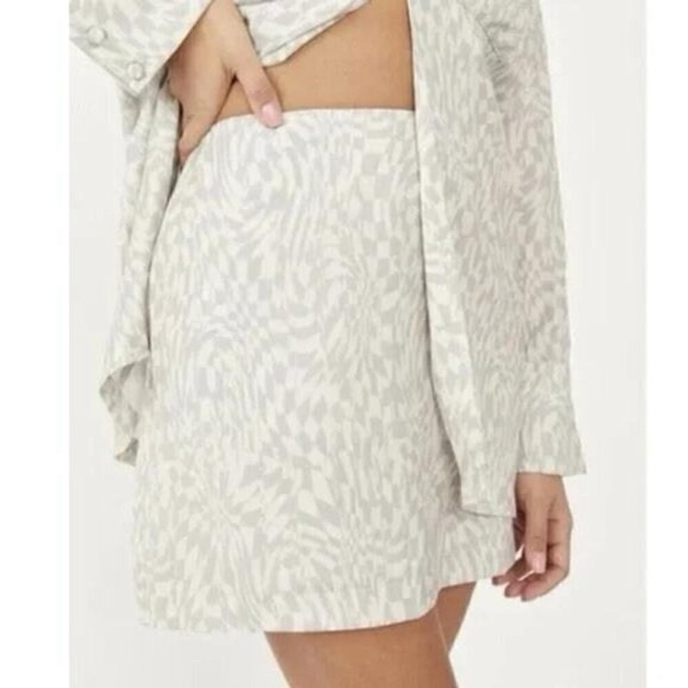 Free People Skirt Beatrice Mini Lined Patterned Gray Cream Sz. 10